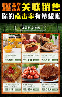 淘寶食品特產(chǎn)關(guān)聯(lián)銷售詳情頁模板PSD下載與綜合圖應(yīng)用指南